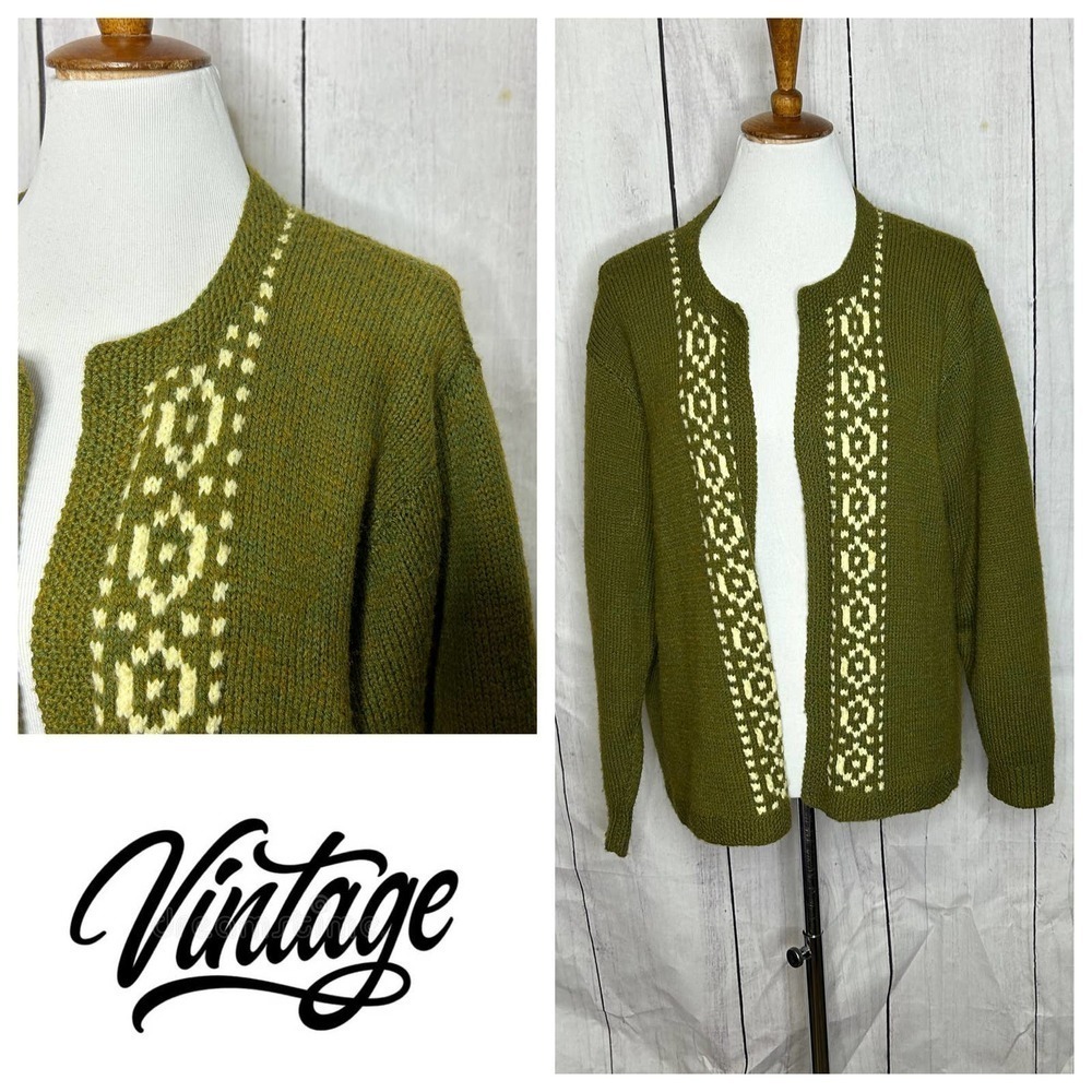 Vintage Crocheted Granny Sweater‎ Cardigan M